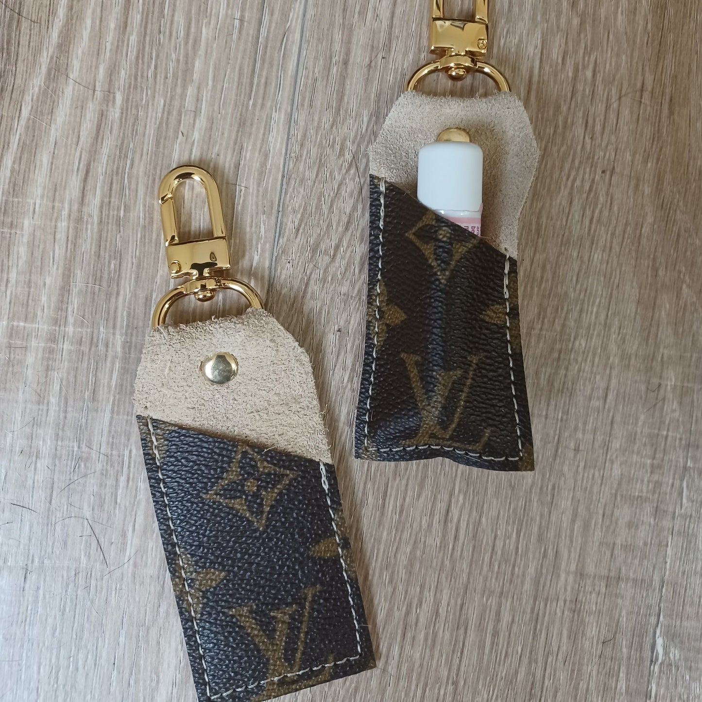 Lip Keeper Lip Balm Holder In Leather | Upcycled LV