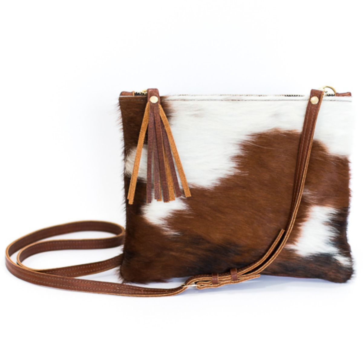 Caroline Crossbody - Brown+White