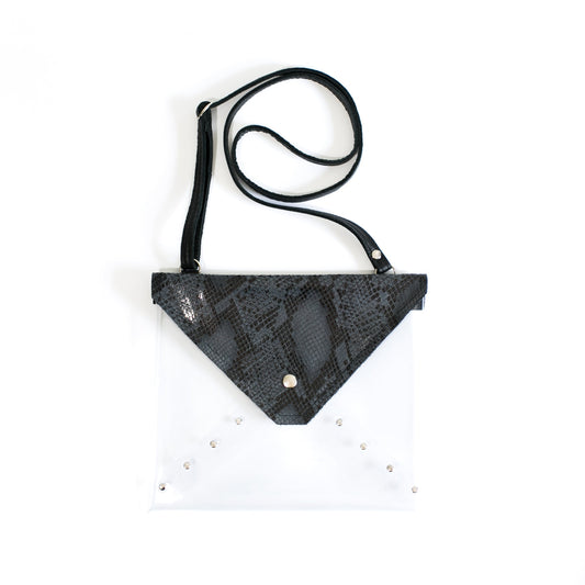 Game Time Crossbody In Navy Python Leather (Pre Made)