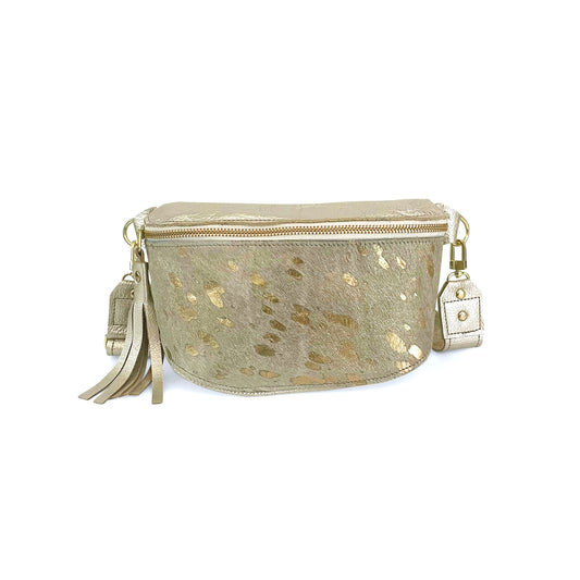 Britt Belt Bag In Platinum Leather | Gold