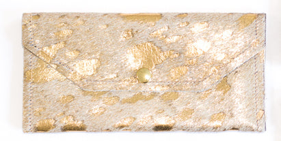 Large Wallet In Leather, Hair on Hide (Pre Made)