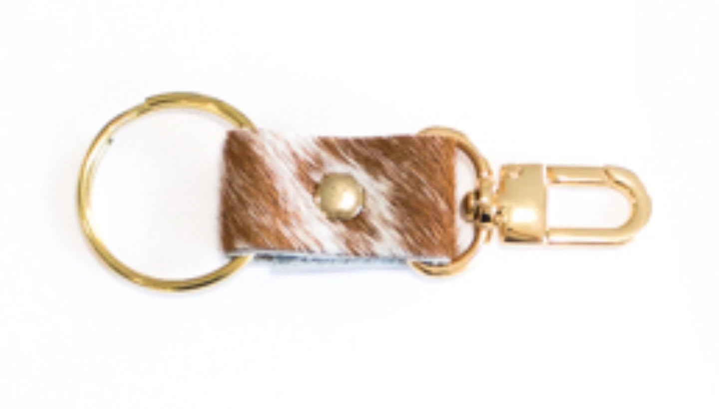 Key Chain In Leather, Hair on Hide