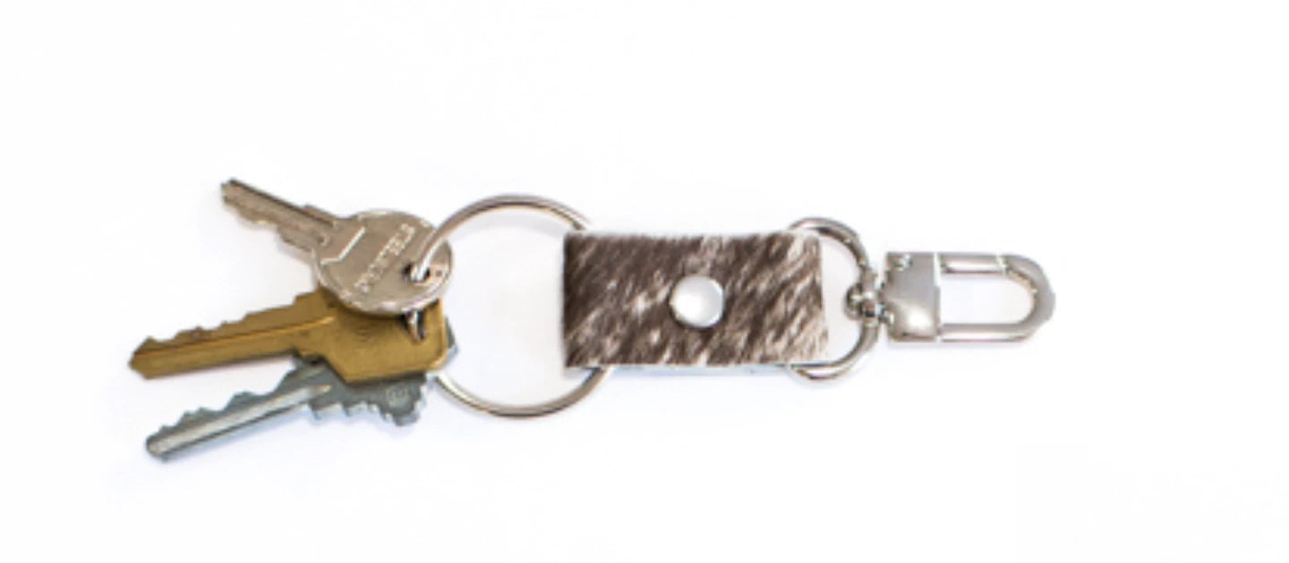 Key Chain In Leather, Hair on Hide