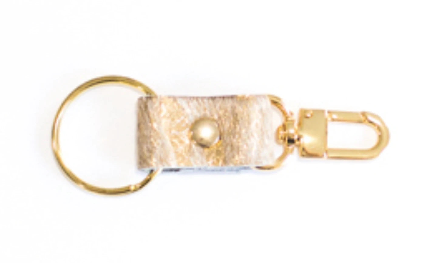 Key Chain In Leather, Hair on Hide