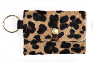 Keychain Wallet In Leather, Hair on Hide (Pre Made)