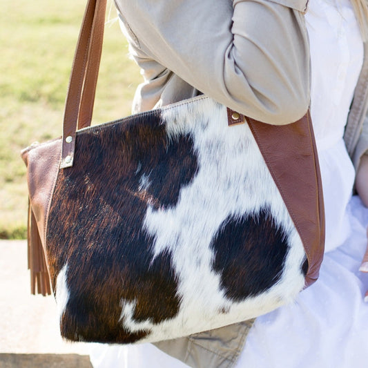 Elsey Tote - Brown+White