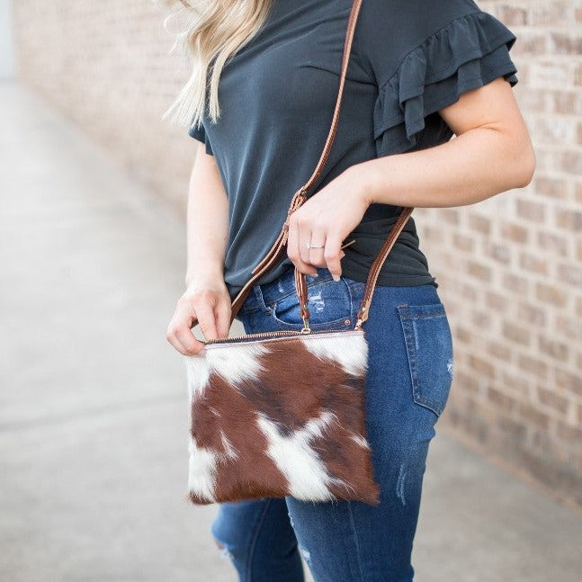 Caroline Crossbody - Brown+White