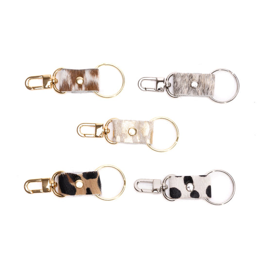 Key Chain In Leather, Hair on Hide