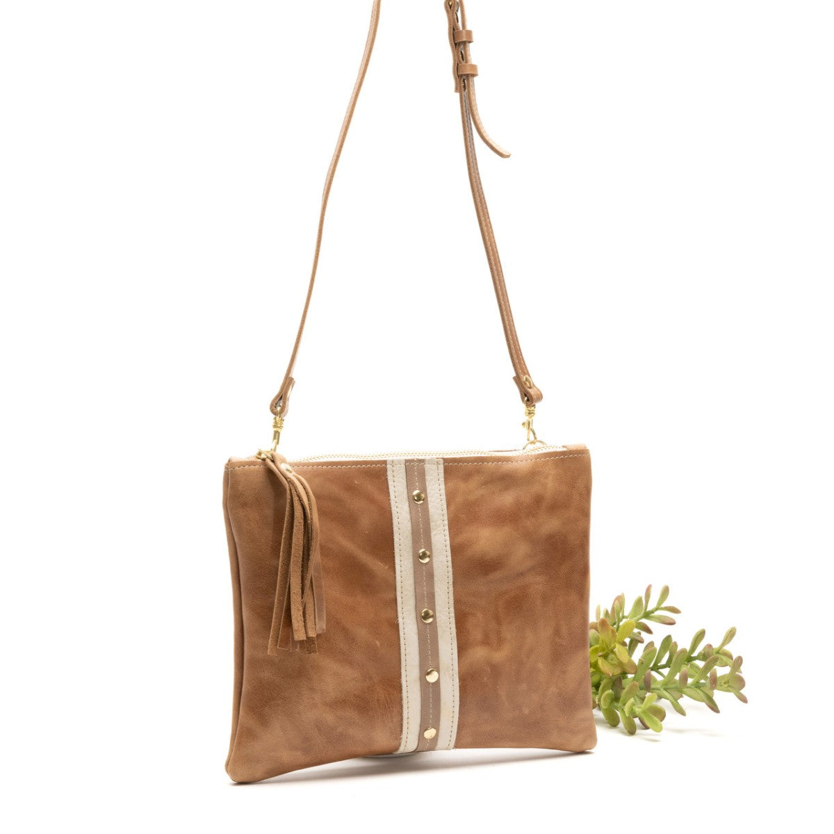 Caroline Crossbody - Cognac Stripe