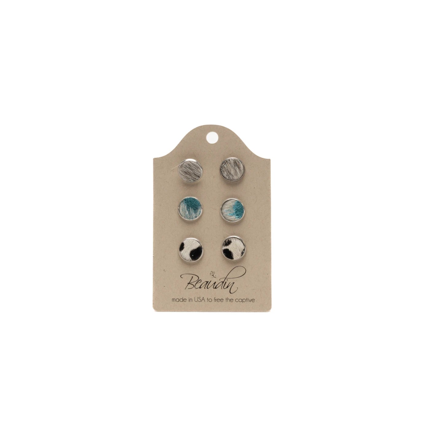 Rolo Stud Earring In Hair on Hide | 3-Pack