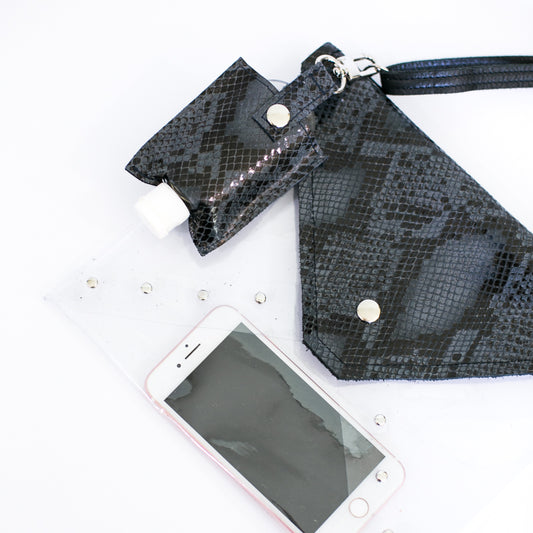 Game Time Crossbody In Navy Python Leather (Pre Made)