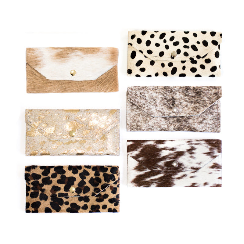 Large Wallet In Leather, Hair on Hide (Pre Made)