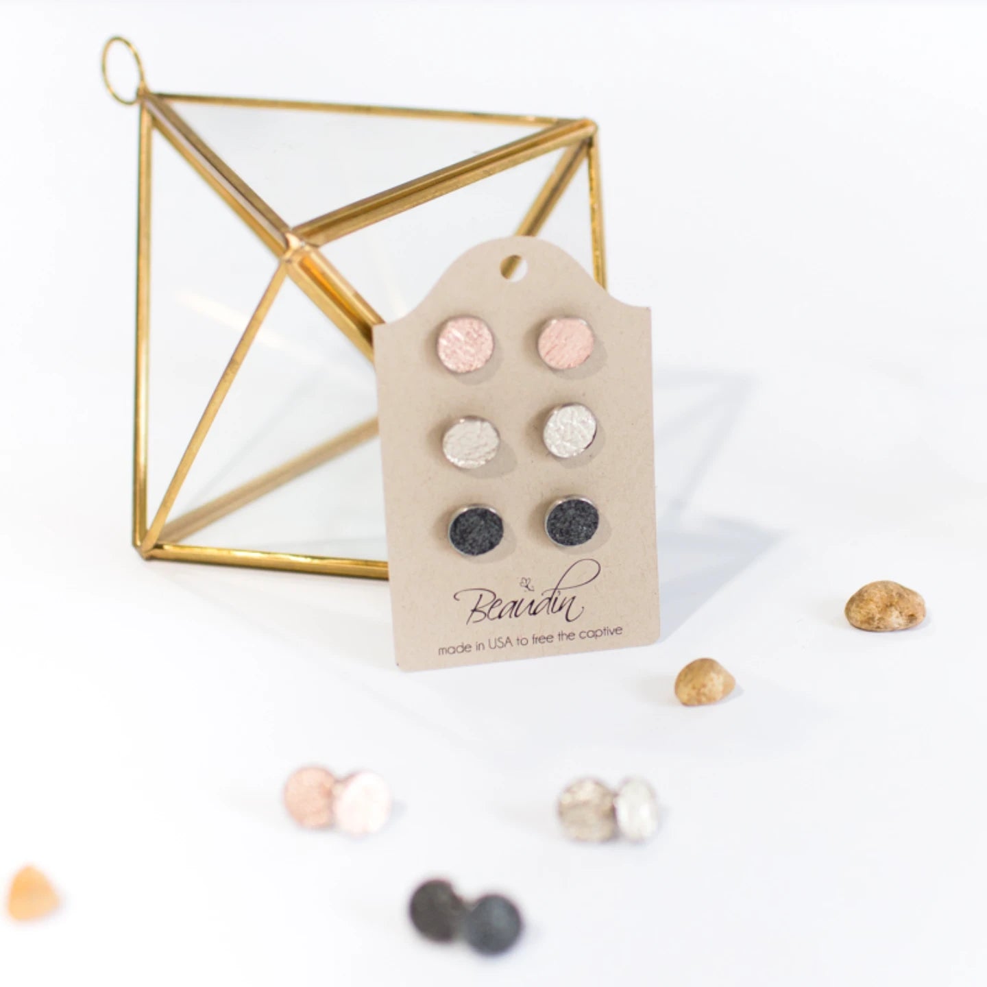 Rolo Stud Earring In Hair on Hide | 3-Pack