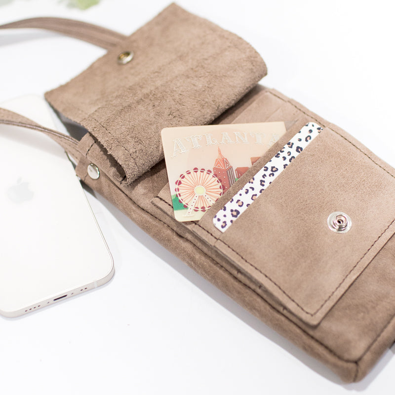 Phone Purse In Mocha Leather (Pre Made)