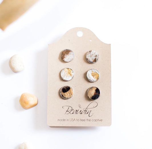 Rolo Stud Earring In Hair on Hide | 3-Pack