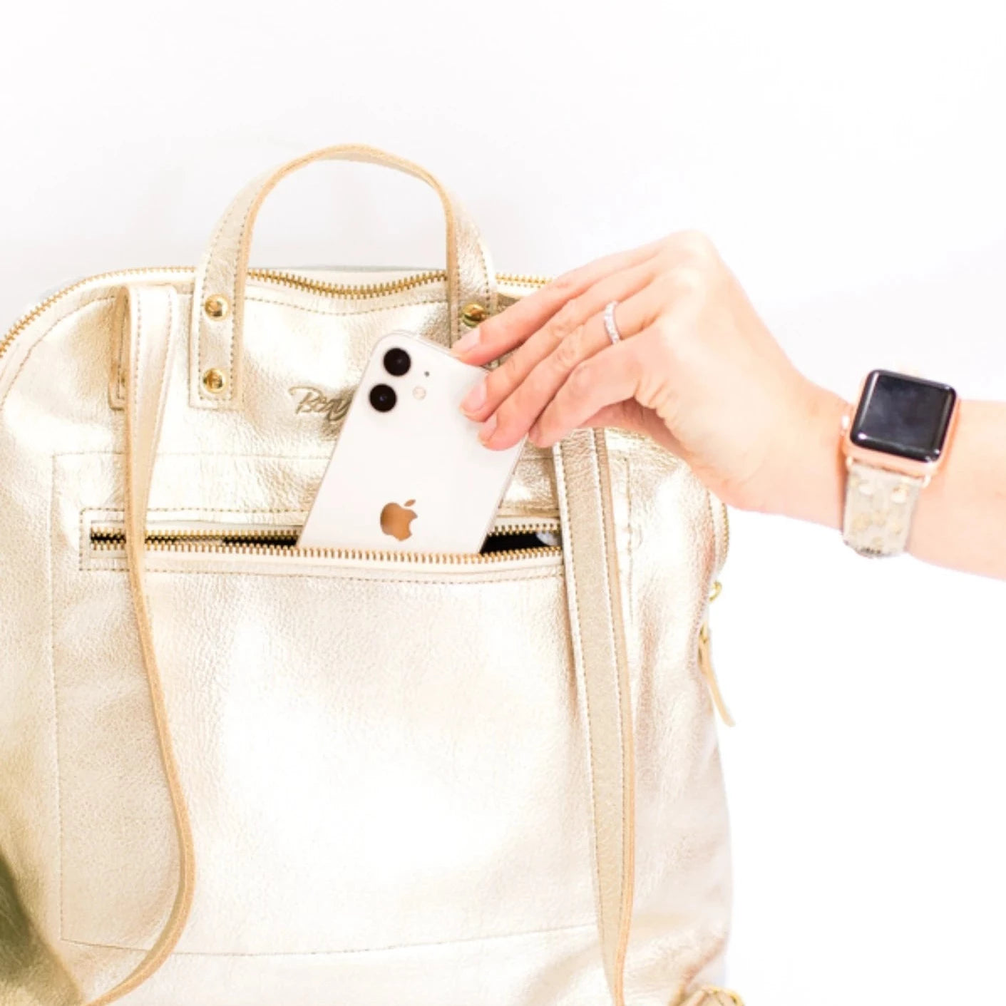 Upcycled Louis Vuitton Backpack in Gold Cowhide Leather
