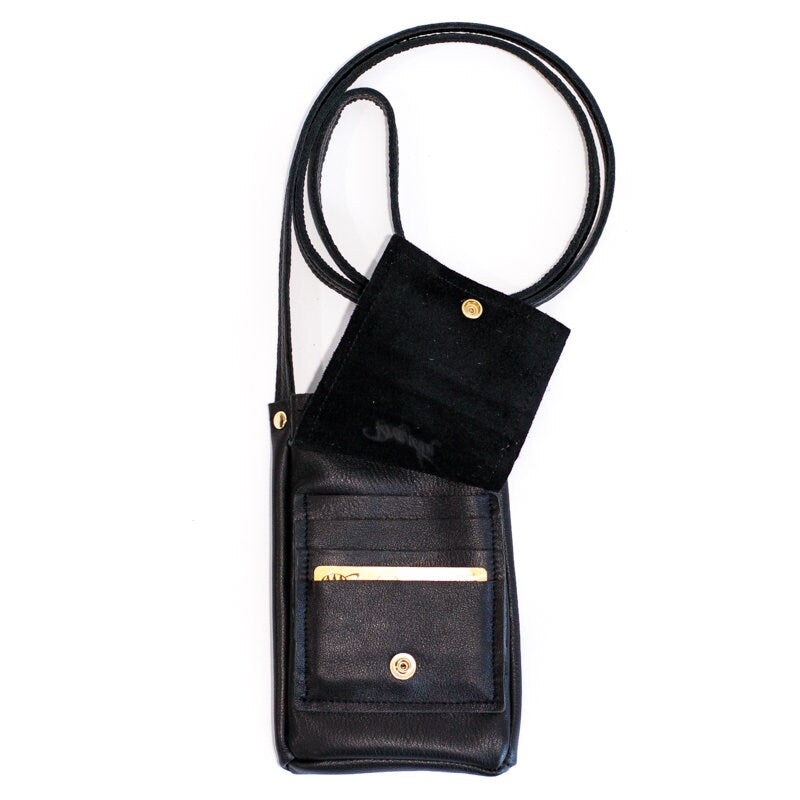 Leather Phone Purse Too - Black Phone Case - Black Leather