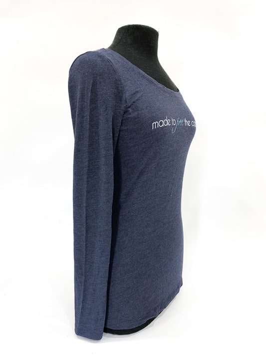 Free The Captive Long Sleeve T-Shirt In Navy, Charcoal
